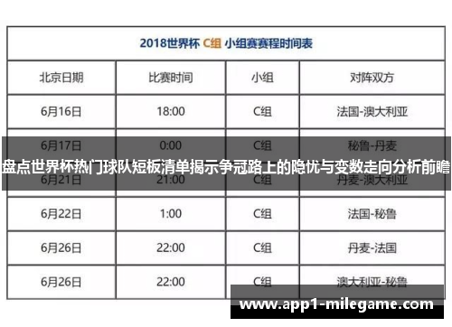 盘点世界杯热门球队短板清单揭示争冠路上的隐忧与变数走向分析前瞻